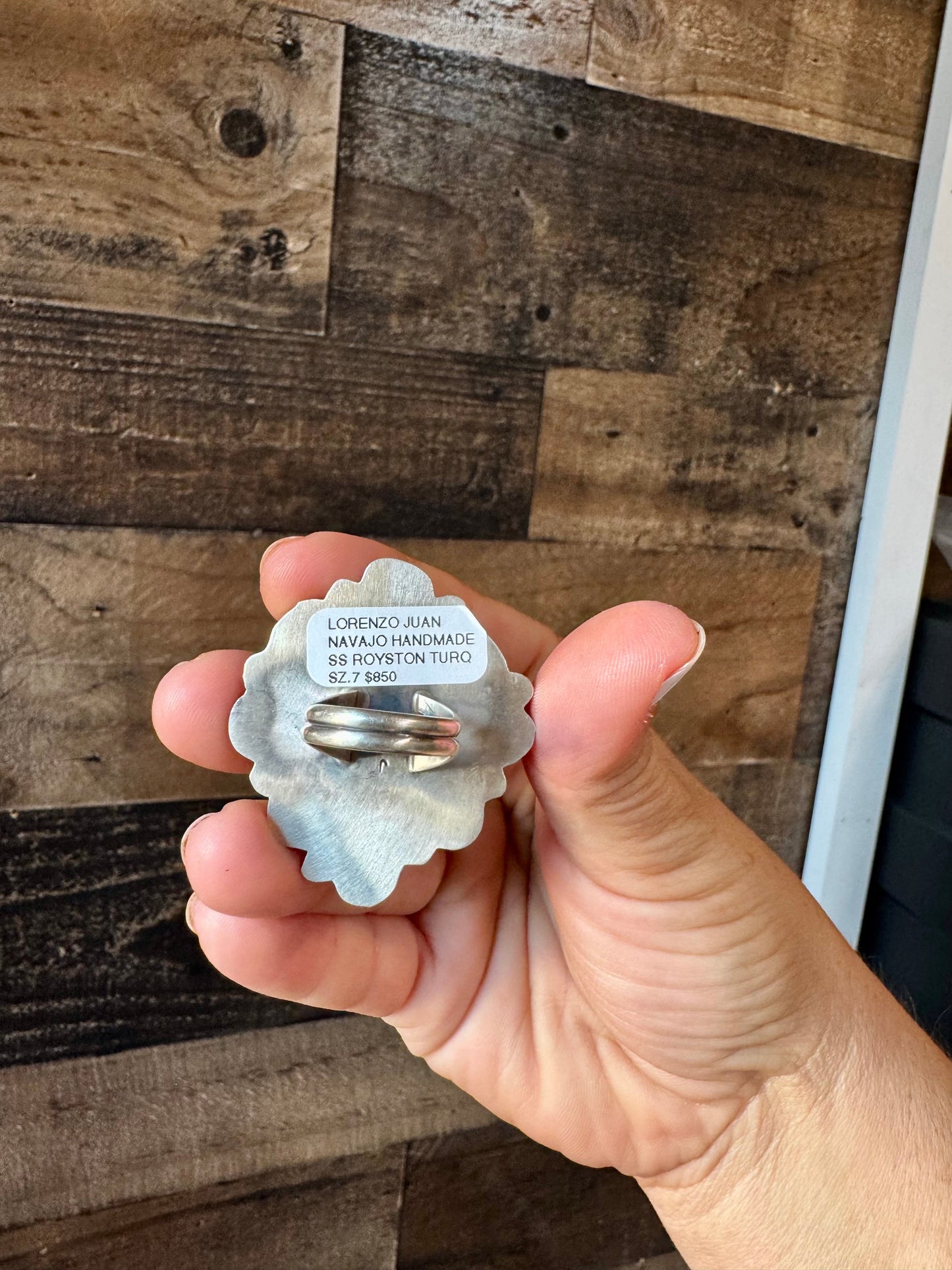 Big flower ring- size 7- Royston turquoise ring and sterling silver