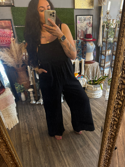 Simple Wide Leg Overalls