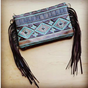 Turquoise Navajo Leather Clutch Handbag