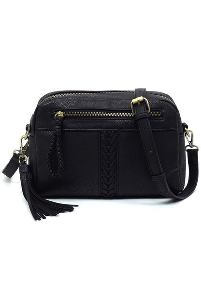 Fashion Whipstitch Tassel Crossbody Bag