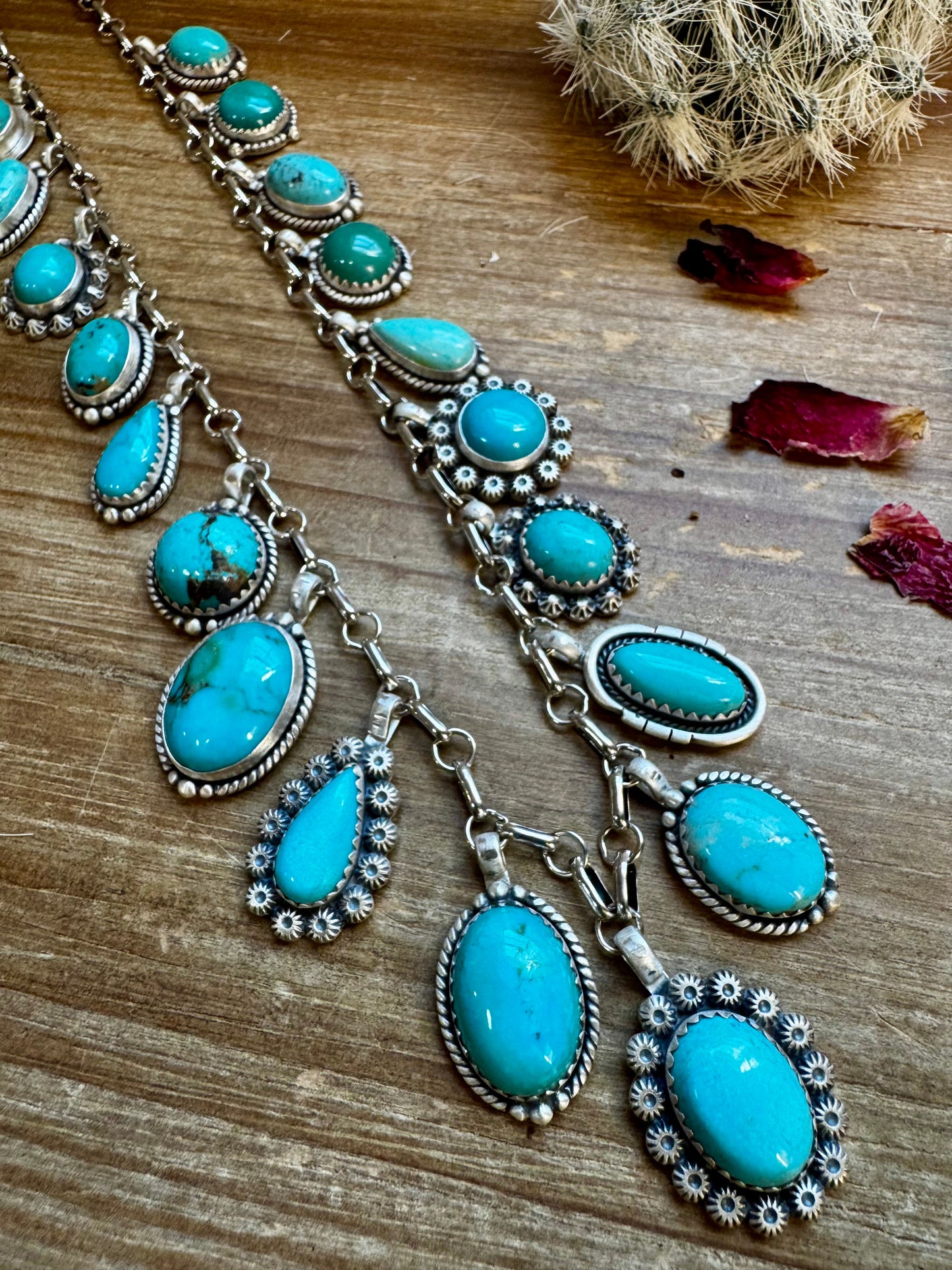 Multi Kingman turquoise charms necklace