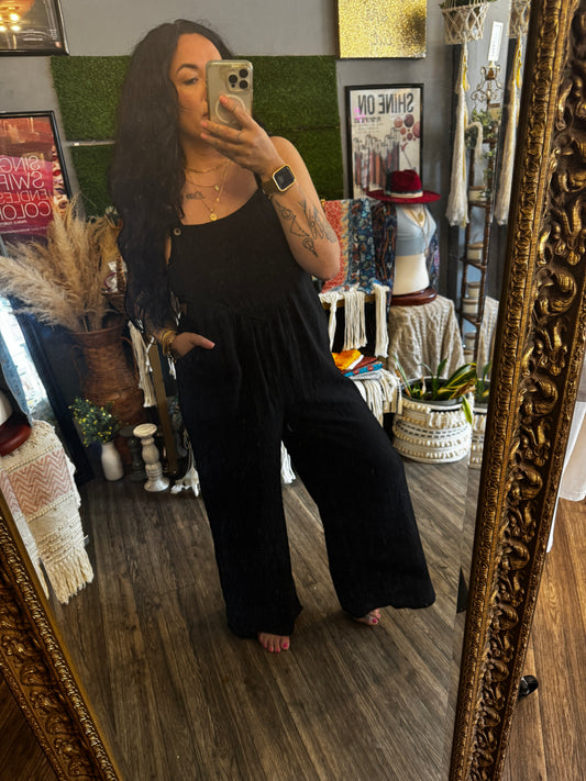 Simple Wide Leg Overalls