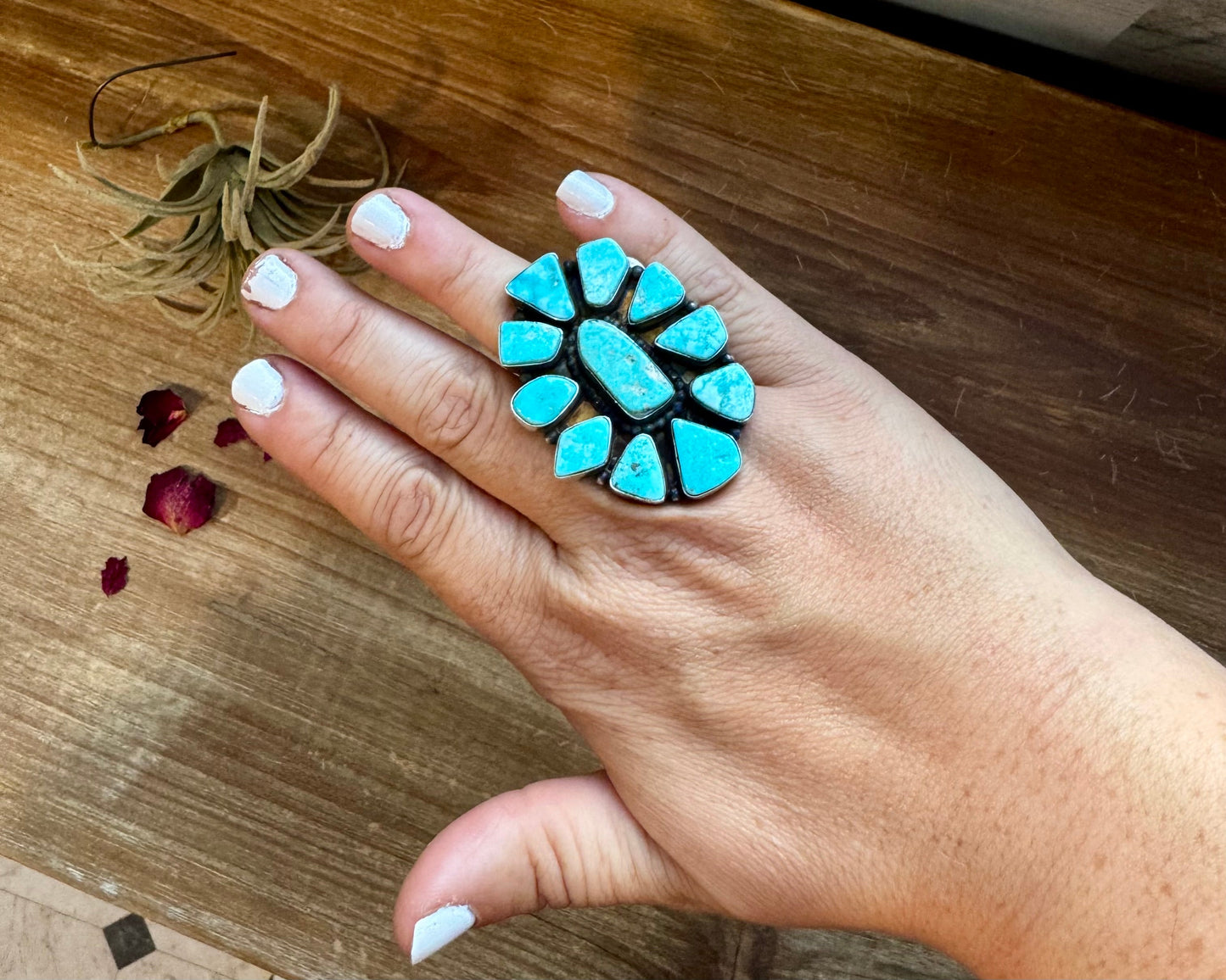 Big ring- size 7- Sonoran turquoise ring and sterling silver