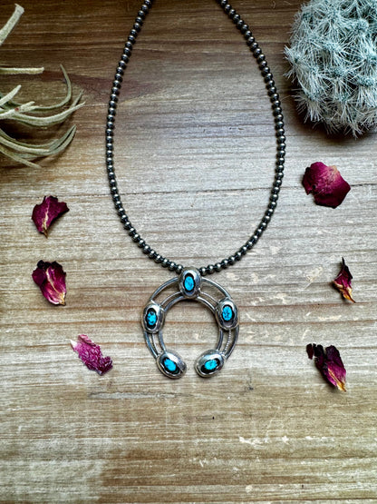 Naja Pendant - sterling silver with kingman turquoise