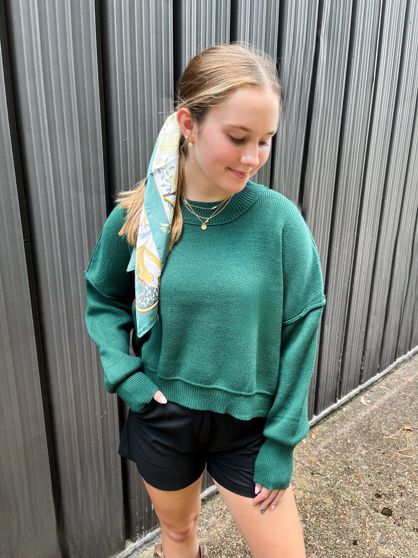 SC - Autumn Breeze Green Crop Sweater