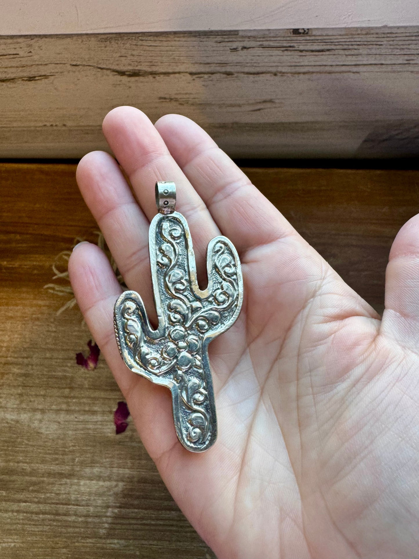 Cactus pendant white antler and turquoise