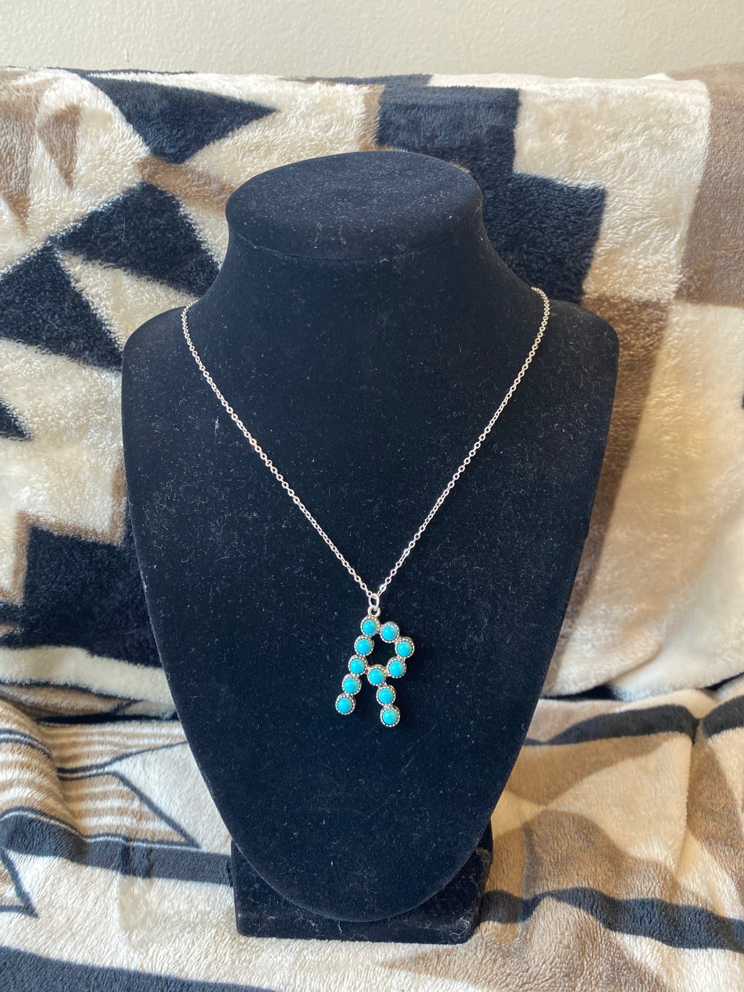 Turquoise Beaded Letter Necklace