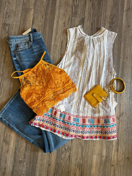 Embroidered High Neck Halter Blouse