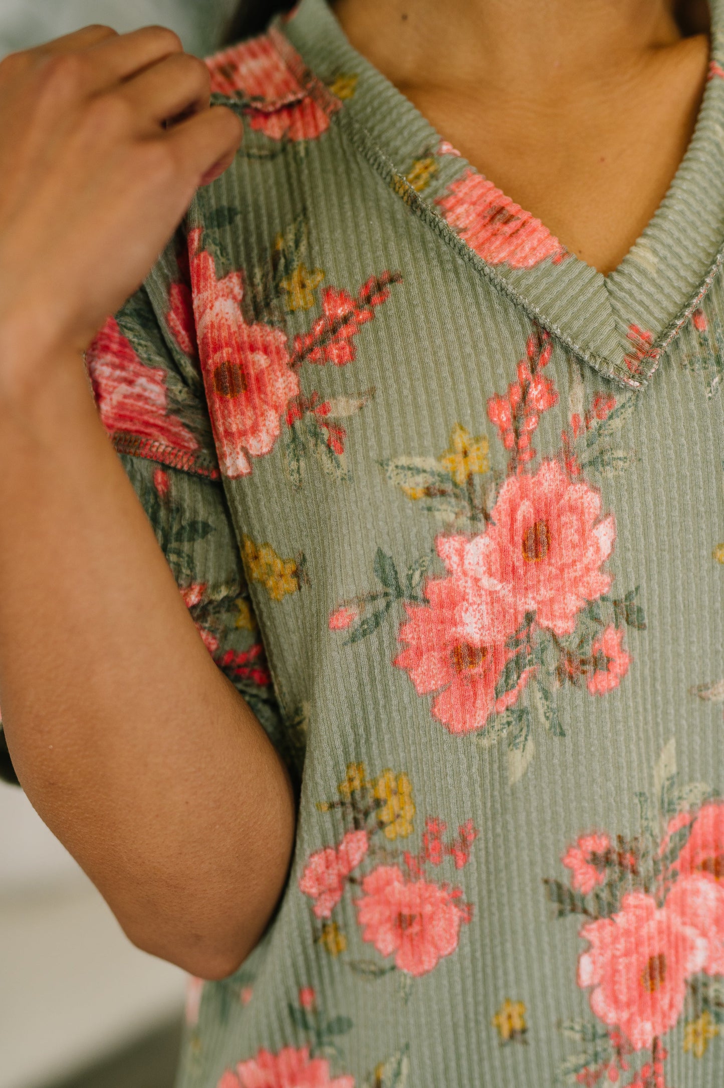 More Than Butterflies Floral V-Neck Top