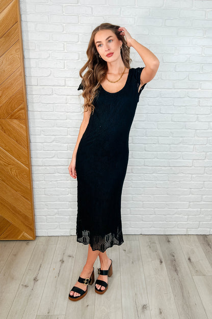 On the Town Lace Scoop Neck Dress in Black