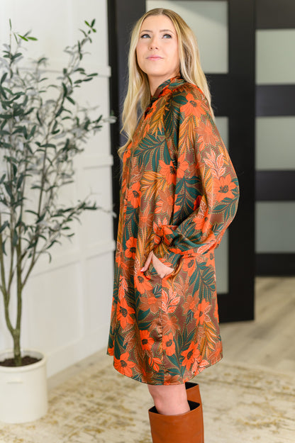 Petals After Dark Balloon Sleeve Dress