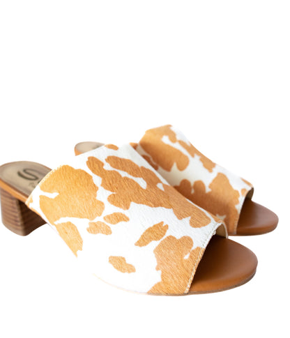 Richwood Peeptoe Tan and White Cowhide Slide