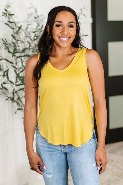 Simpler Times Basic V-Neck Tank in Pineapple