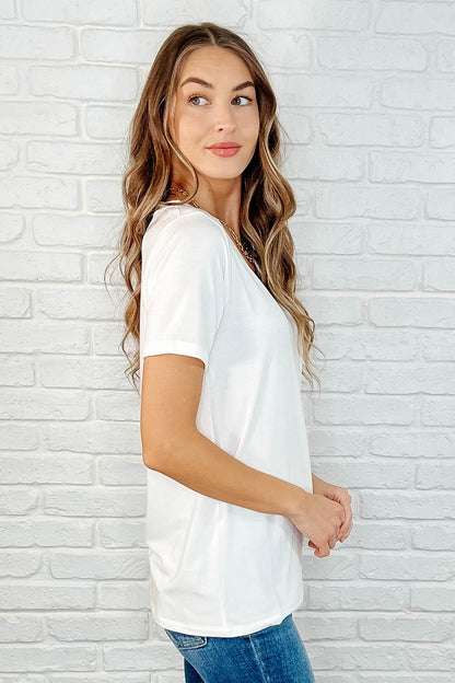 The Every Outfit Basic V-Neck Top in Off White