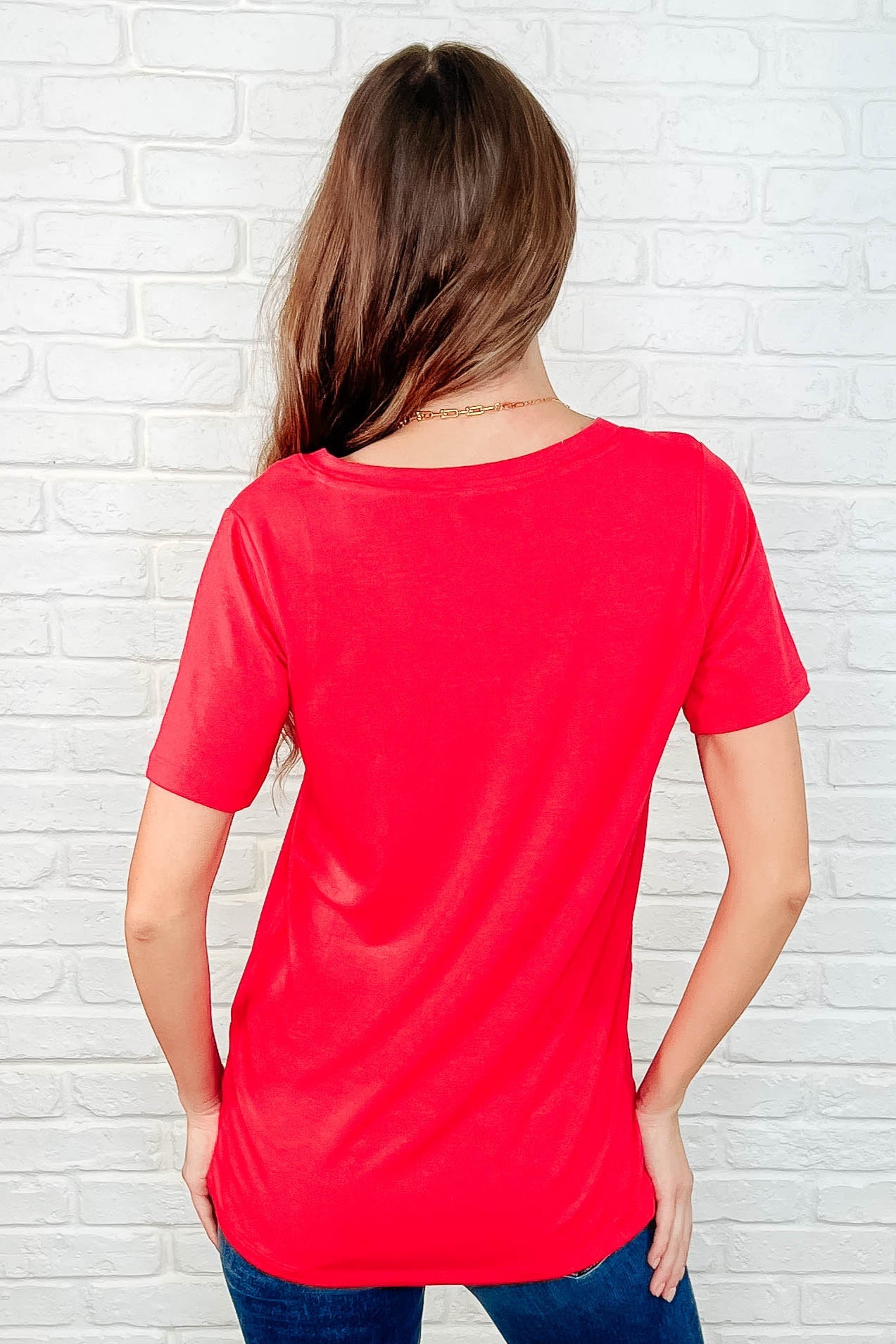 The Every Outfit Basic V-Neck Top in  Ruby