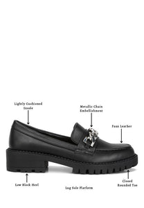 Ashby Faux Leather Chunky Block Heel Loafers