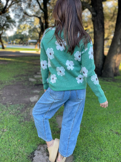 PREORDER: Flower Powered Half Zip Sweater in Four Colors