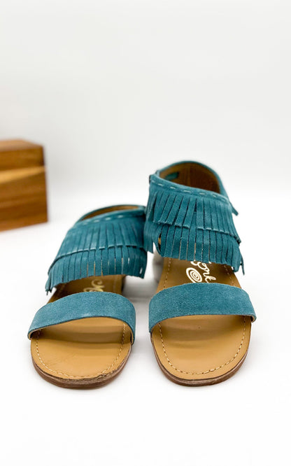 Fringe Star Sandal in Teal