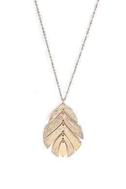 Linked Plated Leaves Pendant Necklace