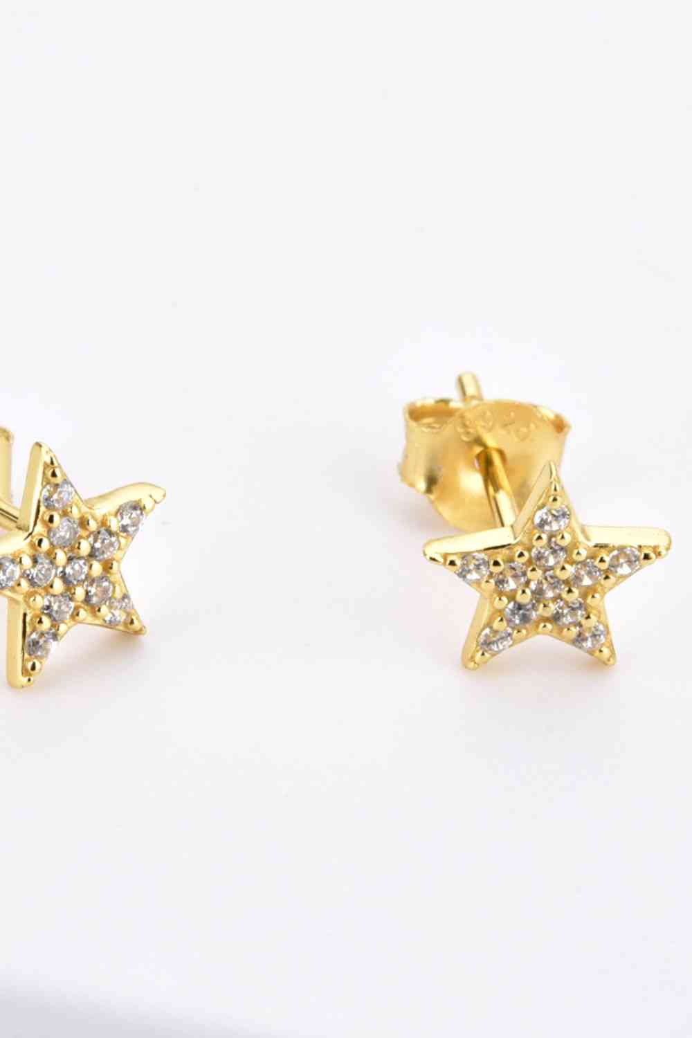 Zircon Decor Star Stud Earrings