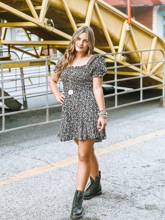 Classic Vintage Black Floral Dress